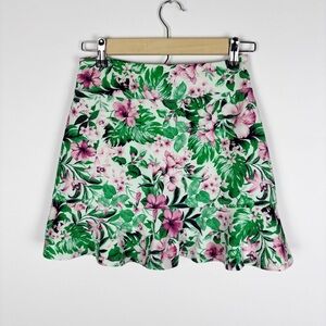 Tommy Bahama Golf Skirt Size XS Floral Ruffle Pink Green